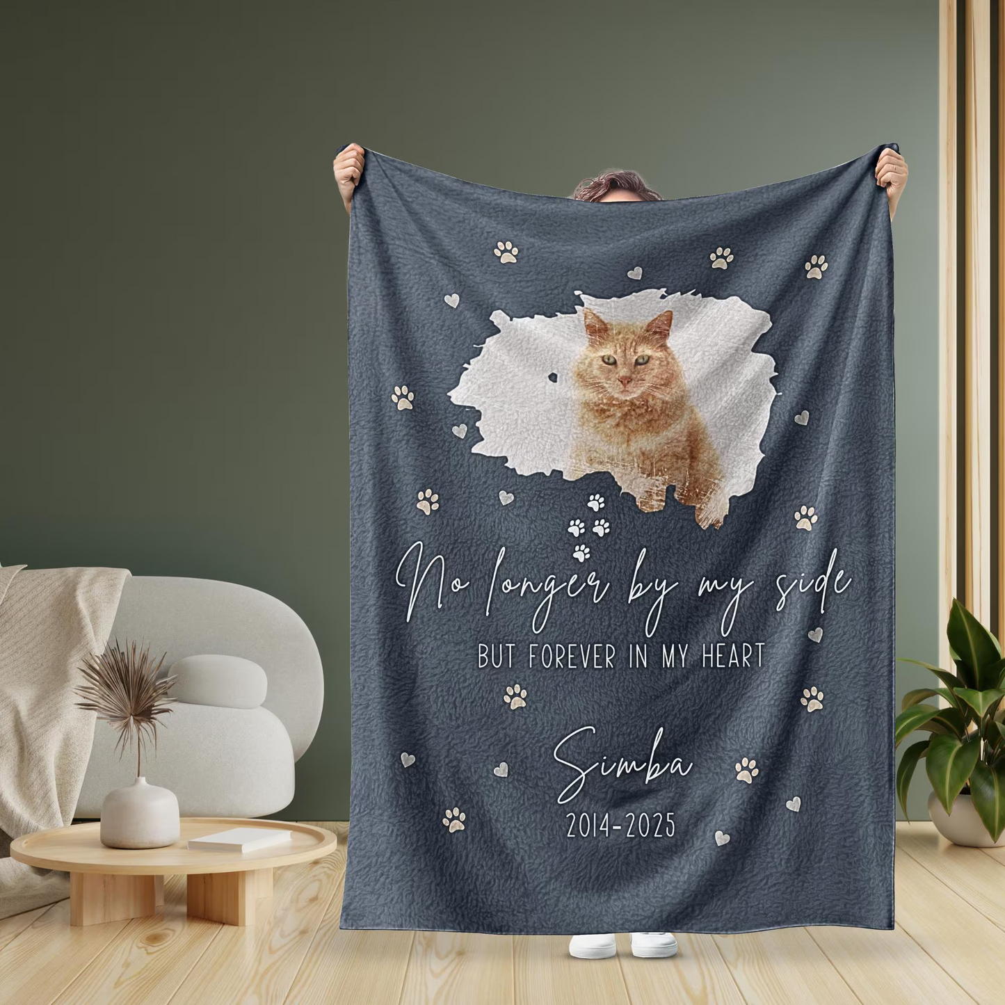 Custom Memorial No Longer By My Side Blanket - Pet Photo + Name