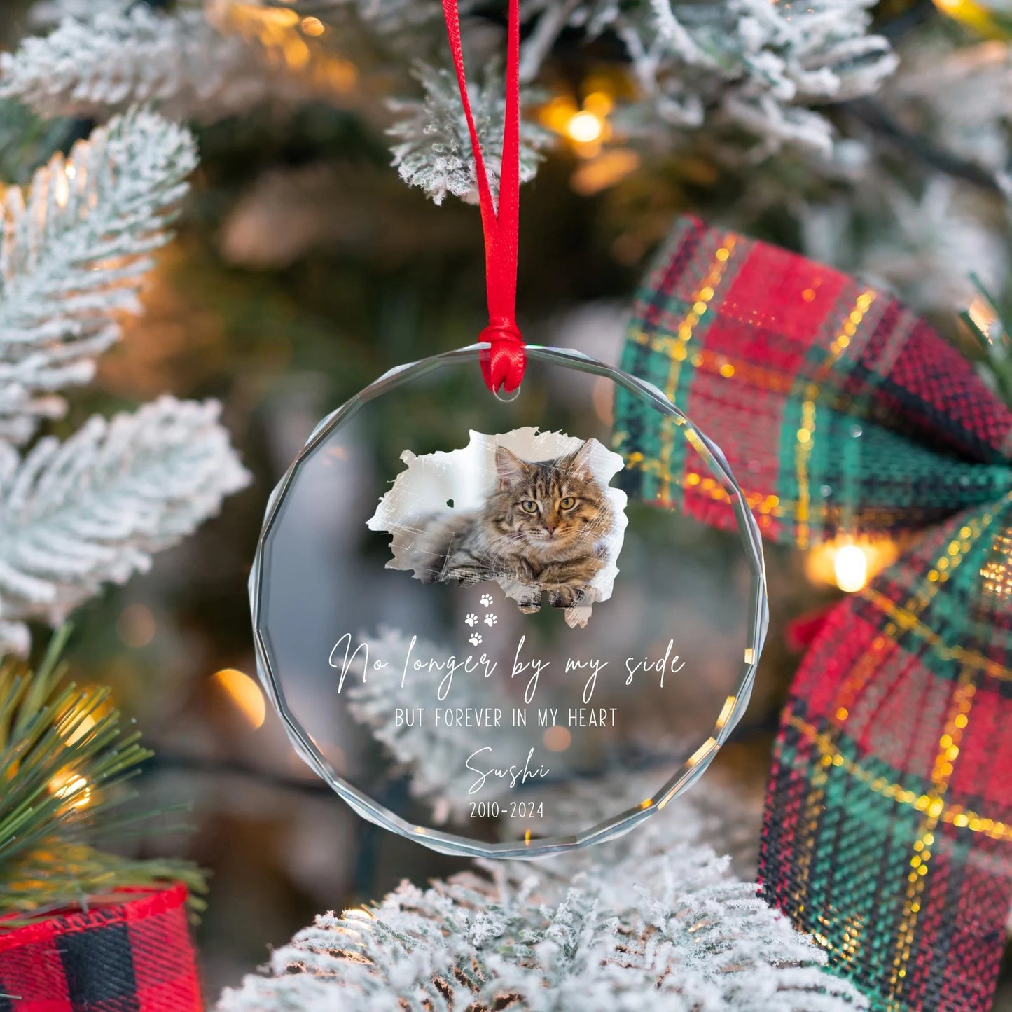 Custom No Longer By My Side Pet Memorial Glass Ornament
