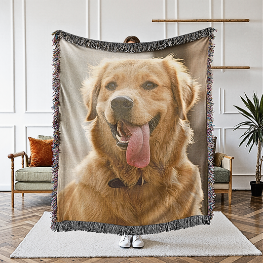 Custom Pet Photo Woven Blanket