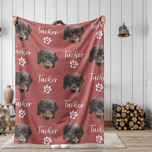 Custom Pet Pattern Blanket - Pet Photo + Name