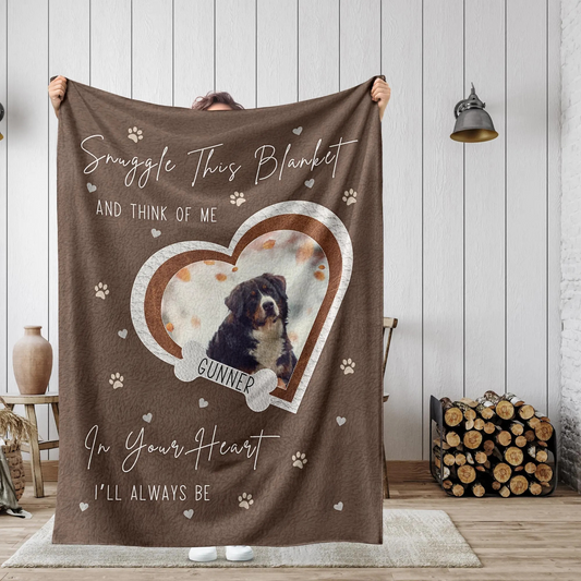 Custom Memorial Snuggle This Blanket And Think Of Me Blanket - Pet Photo + Name