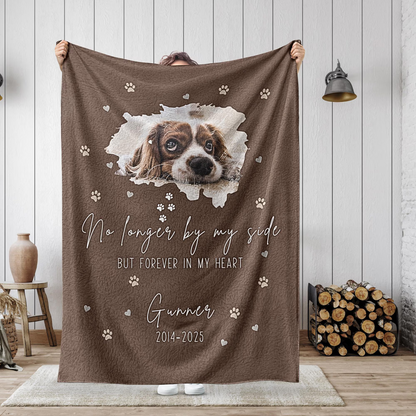 Custom Memorial No Longer By My Side Blanket - Pet Photo + Name