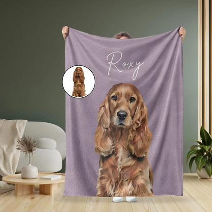 Personalized Watercolor Pet Blanket Using Pet Photo