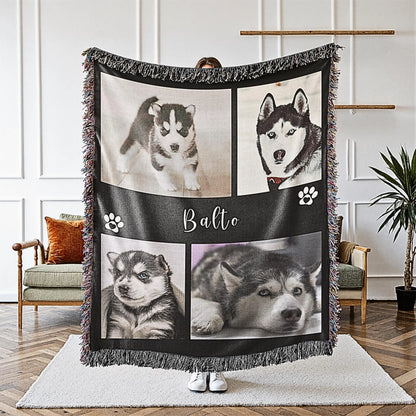 Custom Pet Photo Collage Blanket Woven Collage