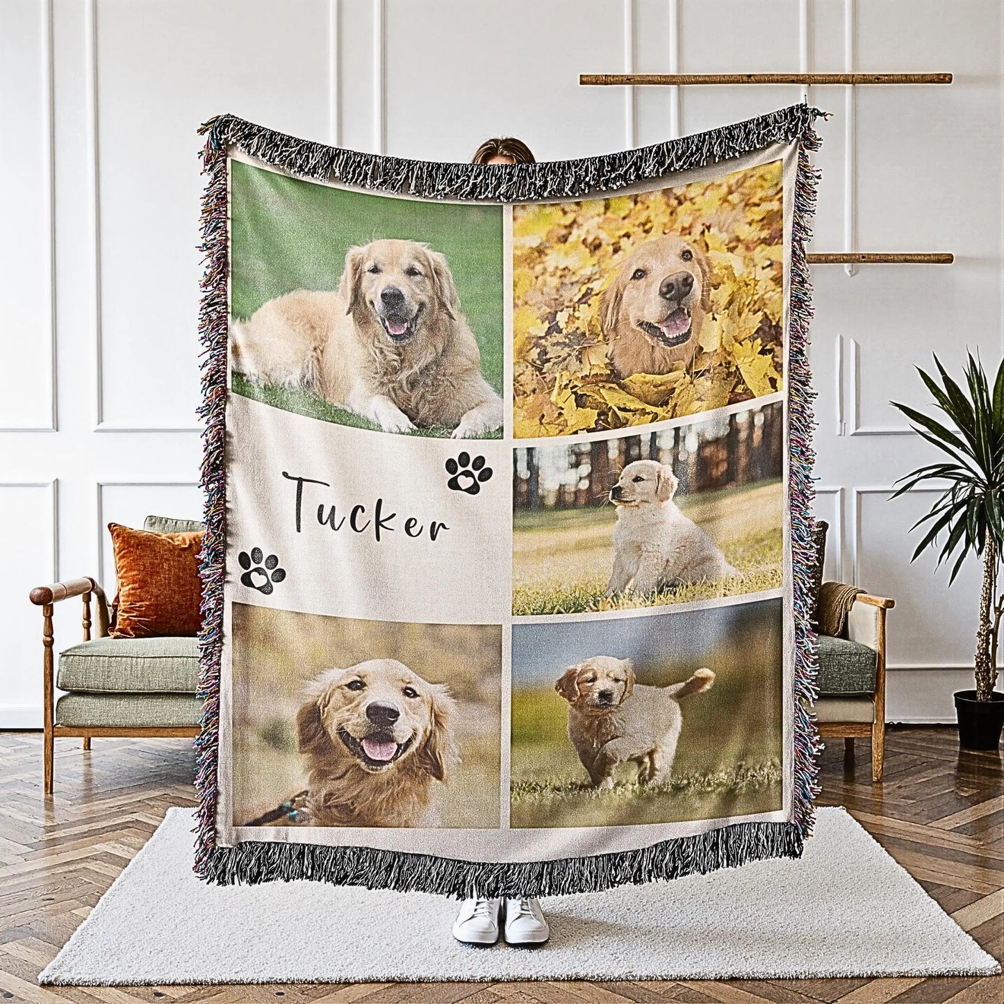 Custom Pet Photo Collage Blanket Woven Collage