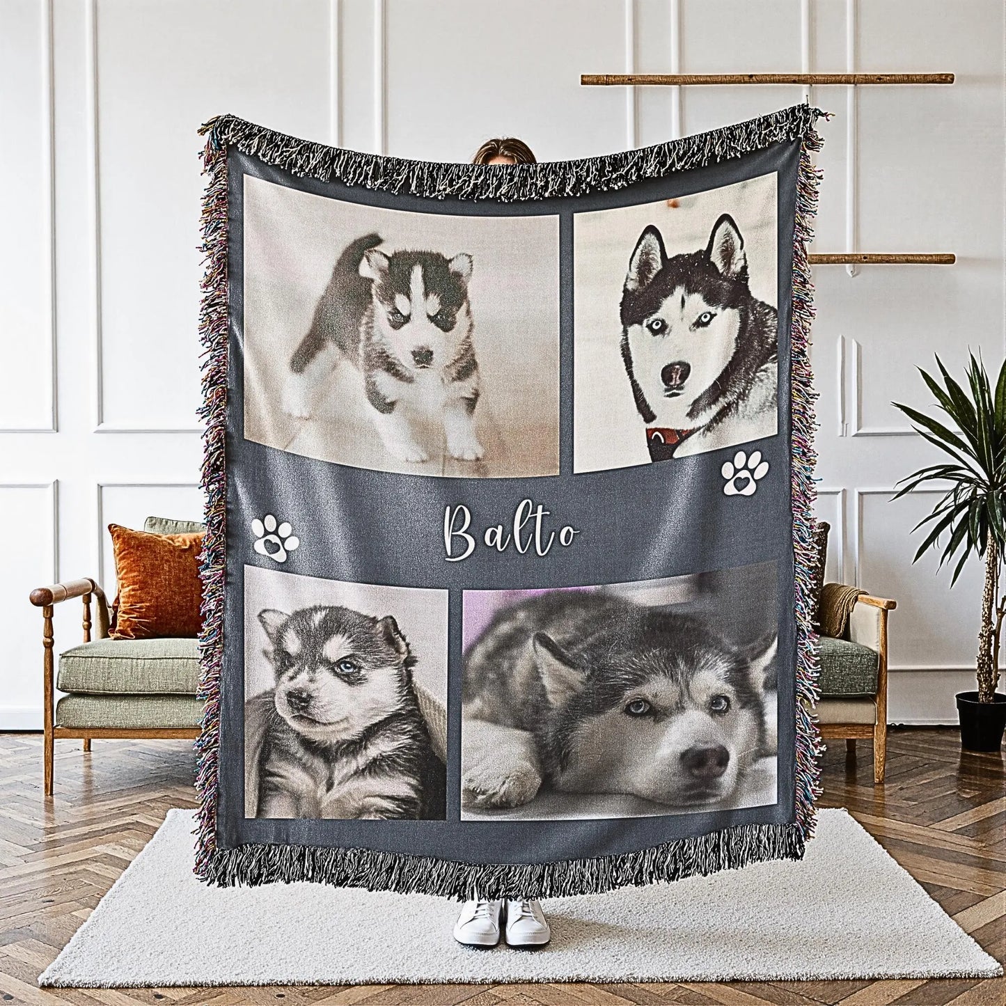 Custom Pet Photo Collage Blanket Woven Collage