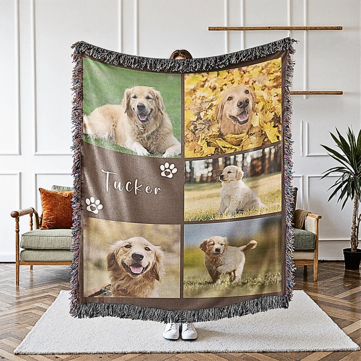 Custom Pet Photo Collage Blanket Woven Collage